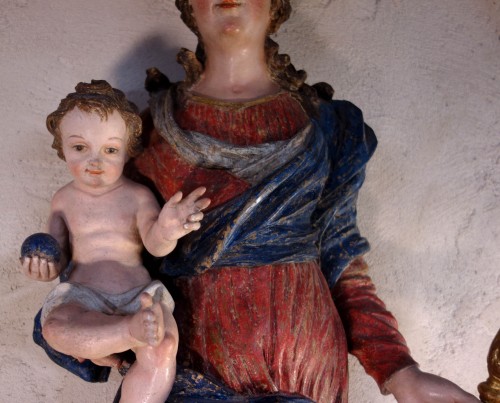 Sculpture Sculpture en Bois - Grande statue en bois polychrome de la Vierge Immaculée