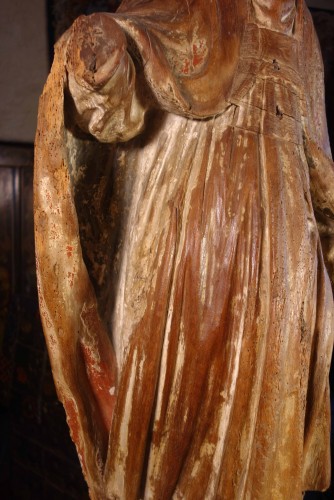 Sculpture  - Large statue of a bishop, formerly polychrome, early 18th century