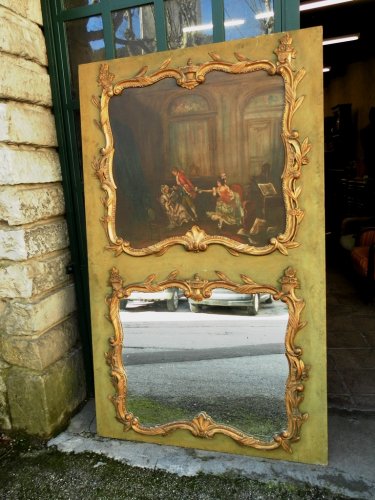 Trumeau  of the early 19th century, giltwood and oil on canvas - 