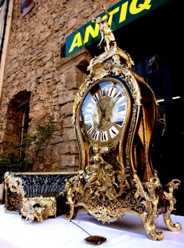 Cartel "aux Têtes enturbannées" en marqueterie Boulle et sa console - Horlogerie Style Napoléon III