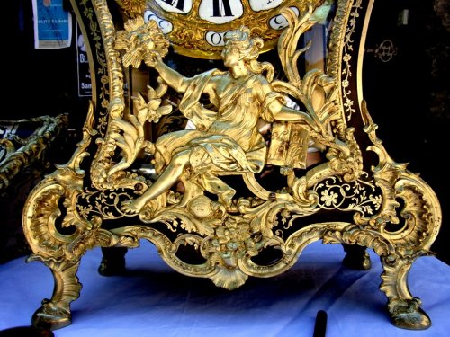Grand cartel en marqueterie Boulle "au Chinois" estampillé Foullet XVIIIe - Louis XV