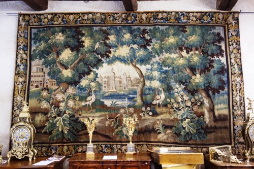 Grande Tapisserie d'Aubusson - Verdure aux échassiers, XVIIIe - Méounes Antiquités