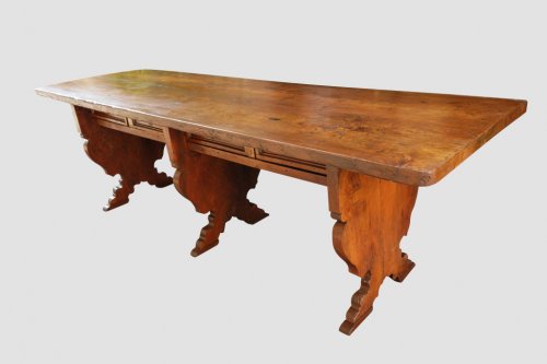 Grande Table de couvent, Italie, XVIIe - Mobilier Style 