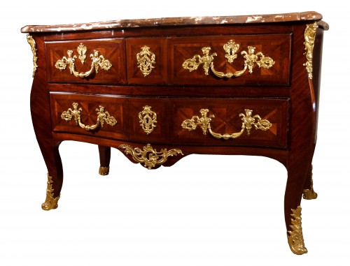 Inlaid marquetry commode circa 1745 and 1749