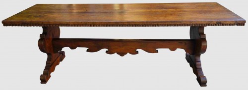 Large Italian abbey table in walnut - Furniture Style 