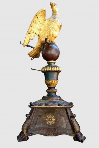 Art sacré, objets religieux  - Important lutrin à l’aigle en bois doré et polychromé, XVIIIe
