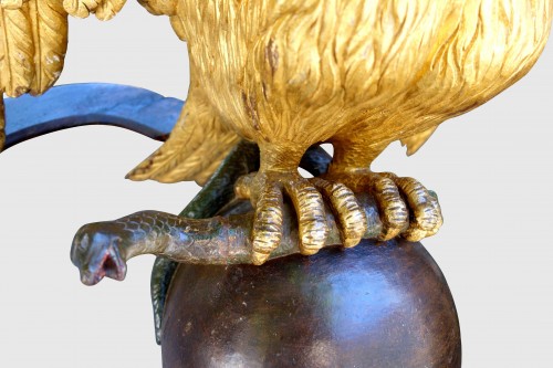  - Important lutrin à l’aigle en bois doré et polychromé, XVIIIe