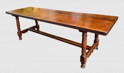 Grande table de communauté en noyer massif - Mobilier Style Louis XIV