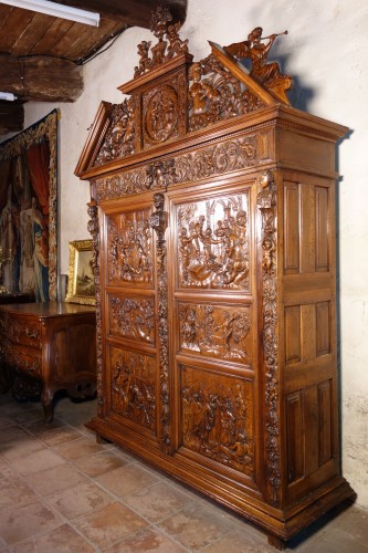 Languedoc Sumène cabinet of the seventeenth century - History of Solomon - Furniture Style Louis XIII