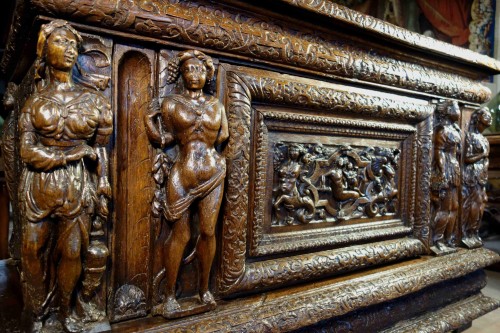 Furniture  - Large chest of the Second Renaissance with allegories of the four seasons