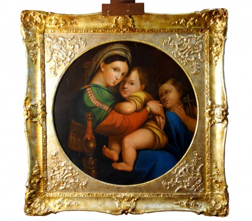 Madonna della Seggiola, according to Raphaël, Italian school early 19th century