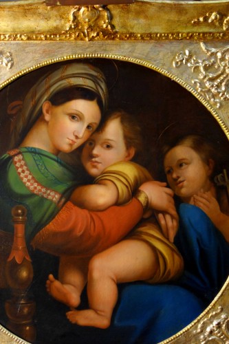 Madonna della Seggiola, according to Raphaël, Italian school early 19th century - Paintings & Drawings Style 