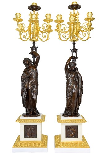 Large pair of candelabra signed James Pradier