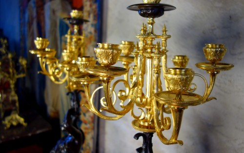 XIXe siècle - Grande paire de candélabres à l’antique signée James Pradier