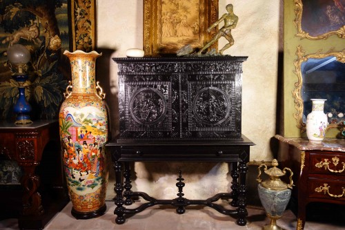 Furniture  - Ebony cabinet with scenes of the Holy Family