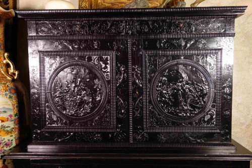 Ebony cabinet with scenes of the Holy Family - 