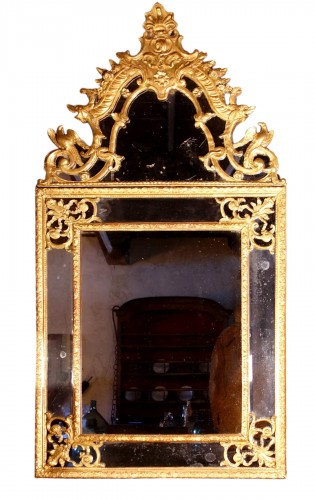  Large Regency mirror with glazing beads with birds