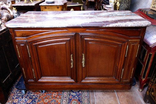 Hunting buffet in solid mahogany,  port work - Furniture Style French Regence