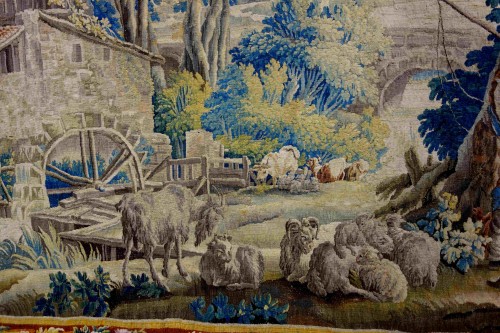 Tapestry & Carpet  - Large Aubusson tapestry: bucolic fishing scene, workshop of Jean Dumonteil