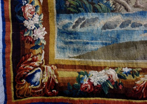 18th century - Large Aubusson tapestry: bucolic fishing scene, workshop of Jean Dumonteil