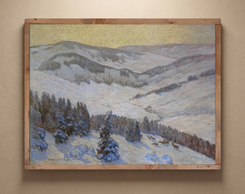 XXe siècle - Cerfs dans la neige, 1928 – Alfred Weczerzick (1864-1952)