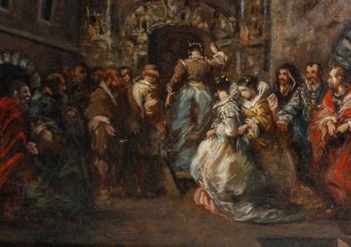 XIXe siècle - Eugène Isabey (1803-1886) -  Les fiançailles, vers 1830