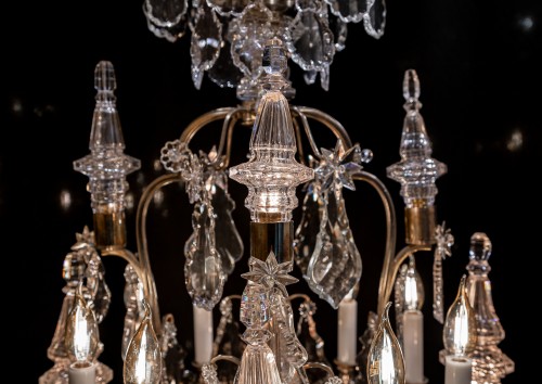 XIXe siècle - Henri Vian (1860-1905) et Baccarat - Lustre en bronze argenté de style Louis XVI