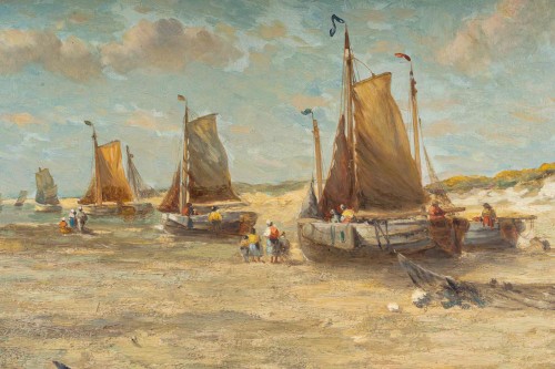 François-Etienne Musin (1820-1888) Pêcheurs sur les plages d’Ostende - 