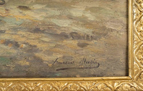 Antiquités - François-Etienne Musin (1820-1888) Pêcheurs sur les plages d’Ostende