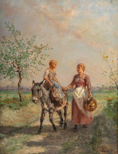 Jules Jacques Veyrassat (1828-1893) Promenade à dos d’âne, vers 1860 - Tableaux et dessins Style 