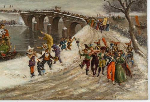 Tableaux et dessins Tableaux XIXe siècle - Mardi Gras - École du Nord de l’Europe XIXe siècle