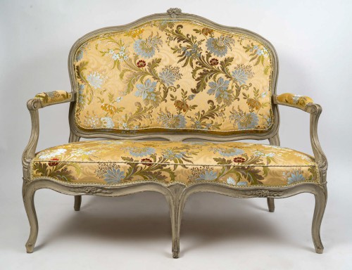 Canapé d’époque Louis XV en hêtre laqué estampillé par Jean-Baptiste Delaunay - Sièges Style Louis XV