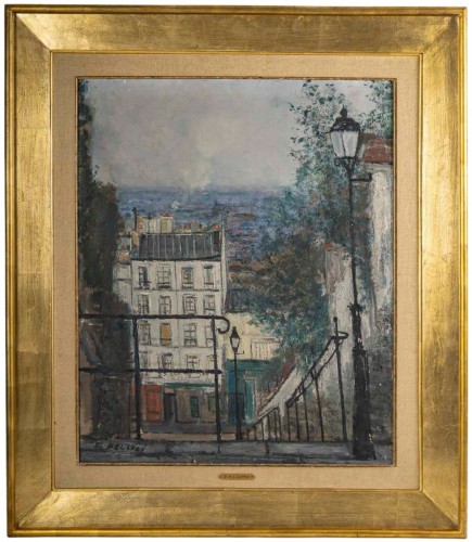 Serge Belloni (1925-2005)  L’escalier de la rue du Calvaire à Montmartre