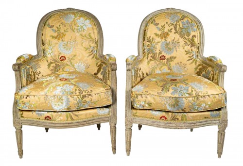 Paire de Bergères d’époque Louis XVI, Denis Jullienne maître en 1775