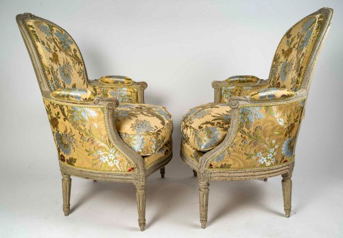 Paire de Bergères d’époque Louis XVI, Denis Jullienne maître en 1775 - MLD Antiquités