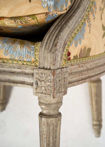 Louis XVI - Paire de Bergères d’époque Louis XVI, Denis Jullienne maître en 1775