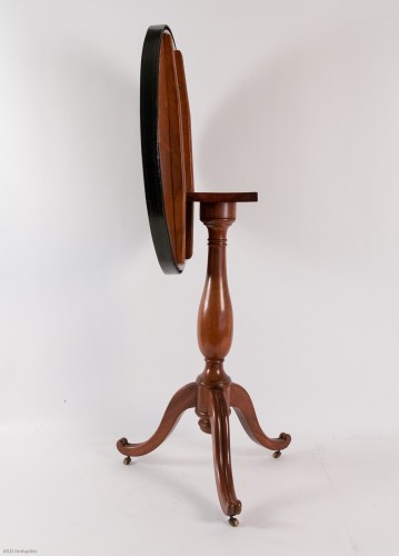 Antiquités - Guéridon en acajou et tôle peinte - Époque Louis XVI vers 1780