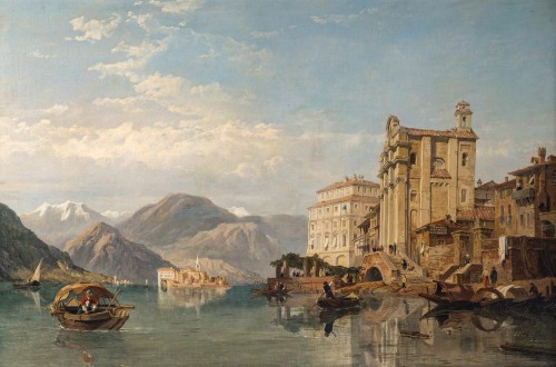 Tableaux et dessins Tableaux XIXe siècle - George Clarkson Stanfield (1828 - 1878) Vue du Lac Majeur