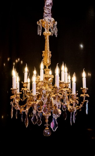 Victor Raulin (1867-1925) and Baccarat - Chandelier aux Amours in Gilt Bronze - Lighting Style Napoléon III