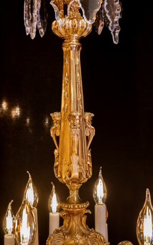Victor Raulin (1867-1925) and Baccarat - Chandelier aux Amours in Gilt Bronze - 