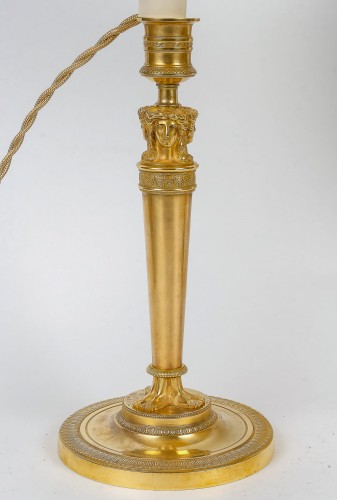 Paire de flambeaux Aux Bustes de Femmes vers 1810 montés en lampes - MLD Antiquités