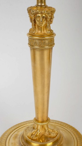 Paire de flambeaux Aux Bustes de Femmes vers 1810 montés en lampes - Empire