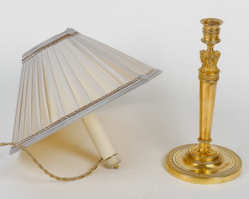 Antiquités - Paire de flambeaux Aux Bustes de Femmes vers 1810 montés en lampes