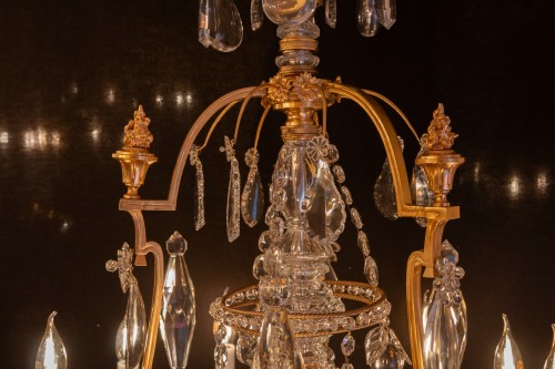 Luminaires Lustre - Baccarat, lustre de aux pots à feu en bronze doré et cristal taillé