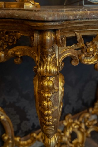 Console en bois sculpté et doré à décor Rocaille Italie fin du XVIIIe siècle - MLD Antiquités
