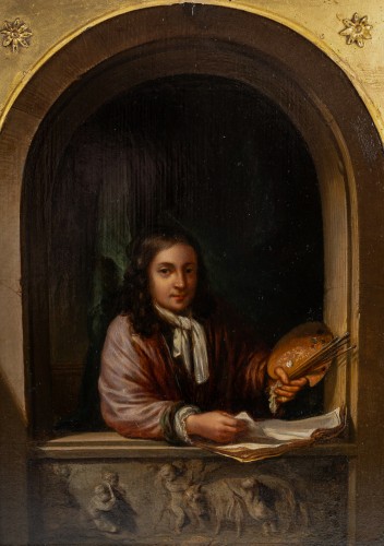 Tableaux et dessins Tableaux XIXe siècle - Portrait d’un Peintre dans une Alcove, école Flamande vers 1800