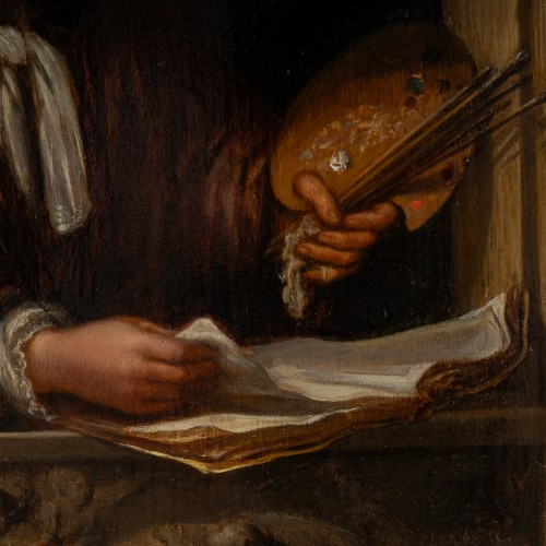  - Portrait d’un Peintre dans une Alcove, école Flamande vers 1800