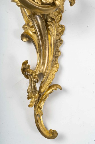 Important Pair of Five-Light Gilt Bronze Wall Sconces circa 1880-1890 - 