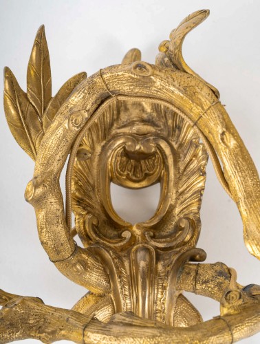 Set of four Chiseled Bronze two-light sconces Italy circa 1850 - Napoléon III