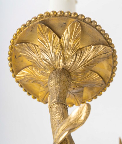 Antiquités - Set of four Chiseled Bronze two-light sconces Italy circa 1850